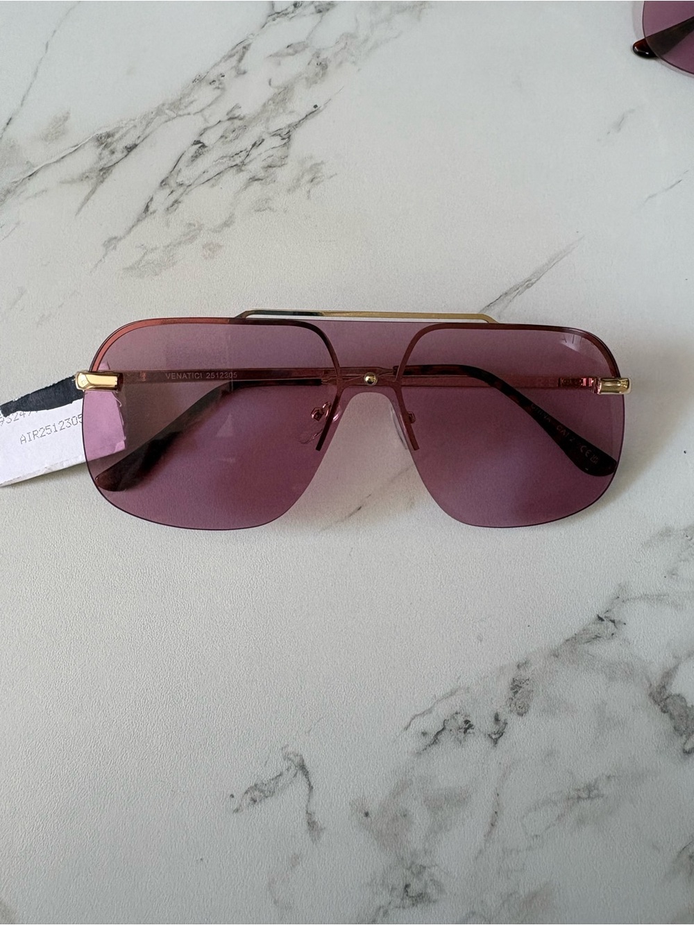 Purple Shield Sunglasses with Gold Trim - Women Accessories Sunglasses